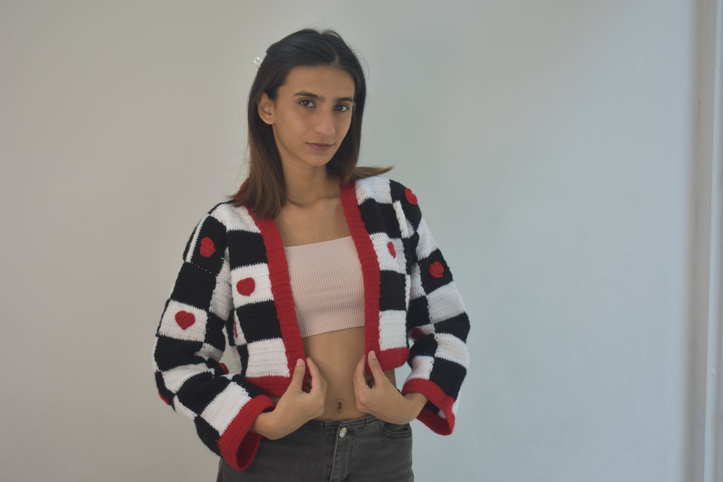 check cardigan – handmade crochet gift india handmade crochet gift India