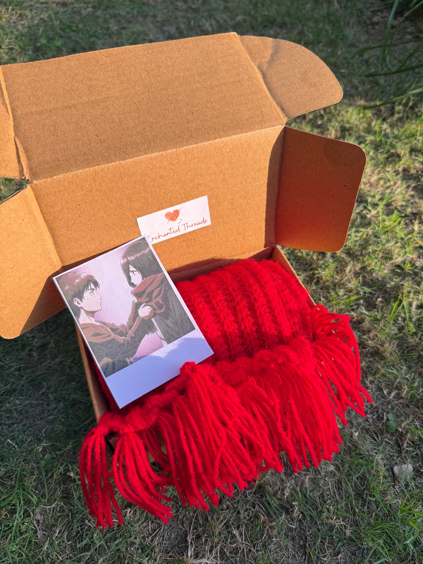 mikasa red scarf – handmade crochet gift india handmade crochet gift India