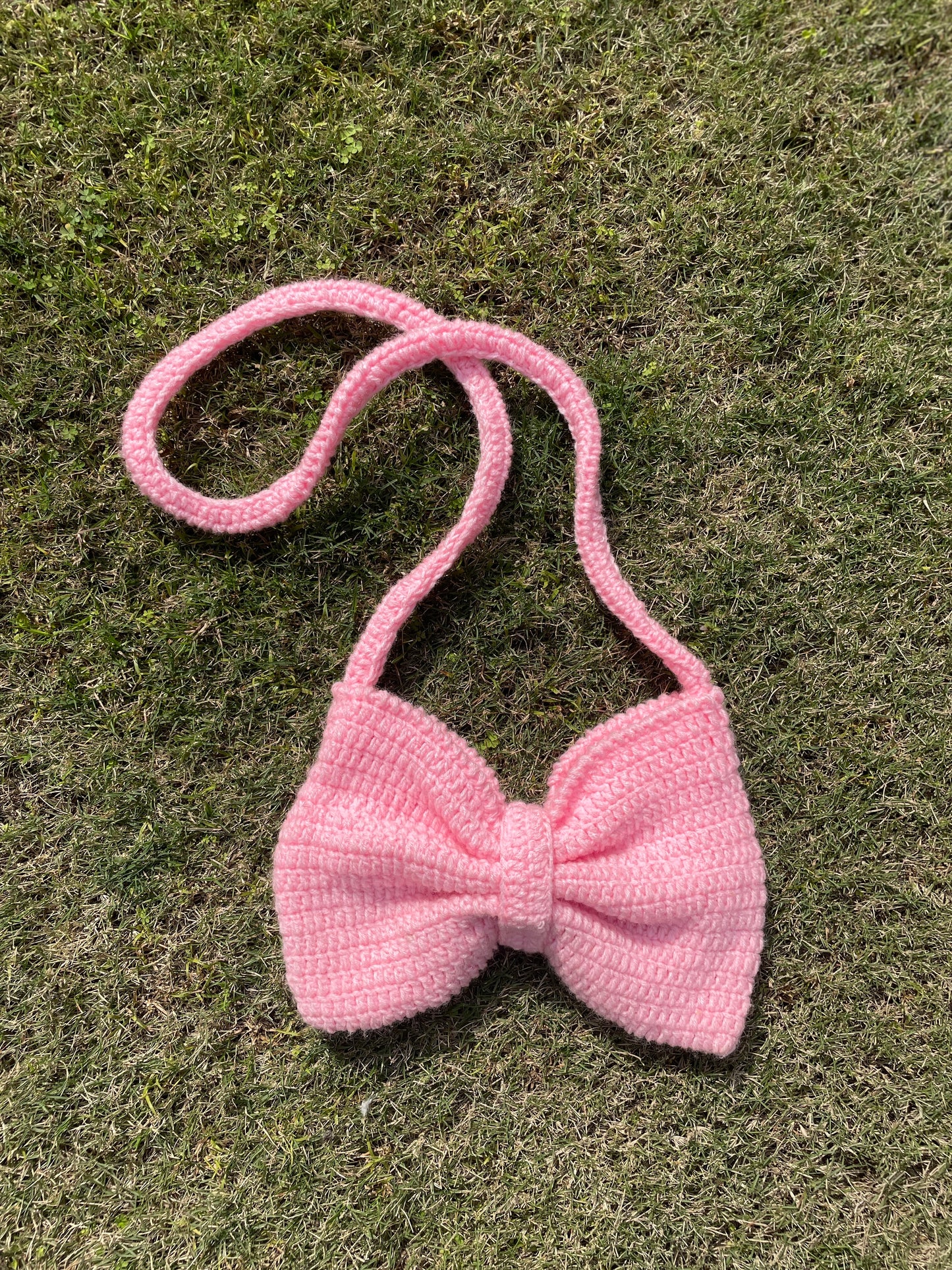 bow sling bag – handmade crochet gift india handmade crochet gift India