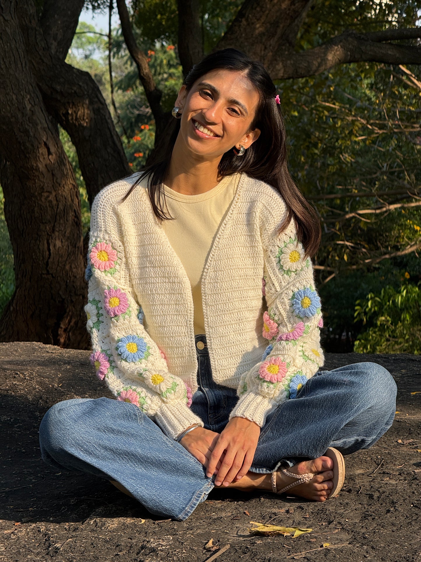 bloom cardigan β handmade crochet gift india handmade crochet gift India
