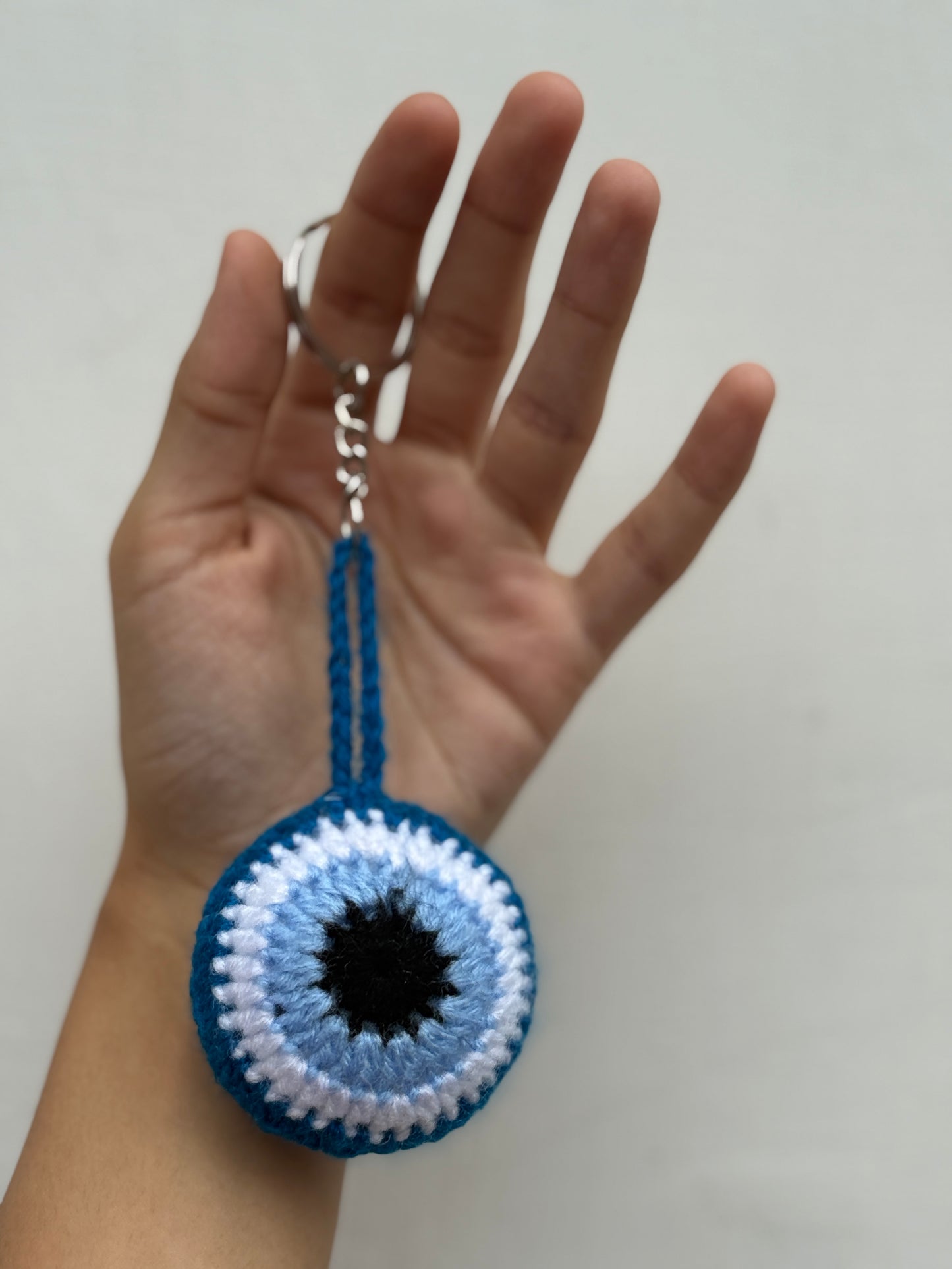 evil eye keyring – handmade crochet gift india handmade crochet gift India