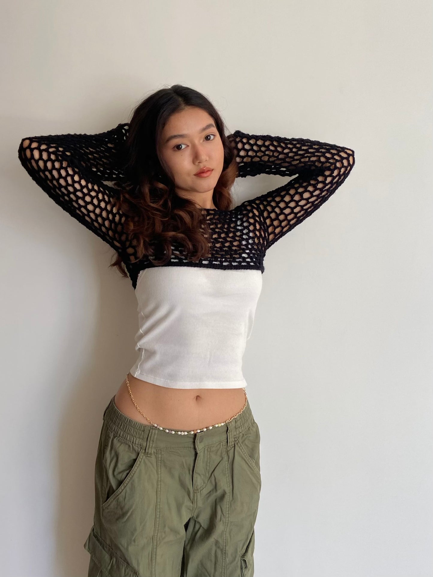 crochet sleeve crop top ā handmade crochet gift india handmade crochet gift India