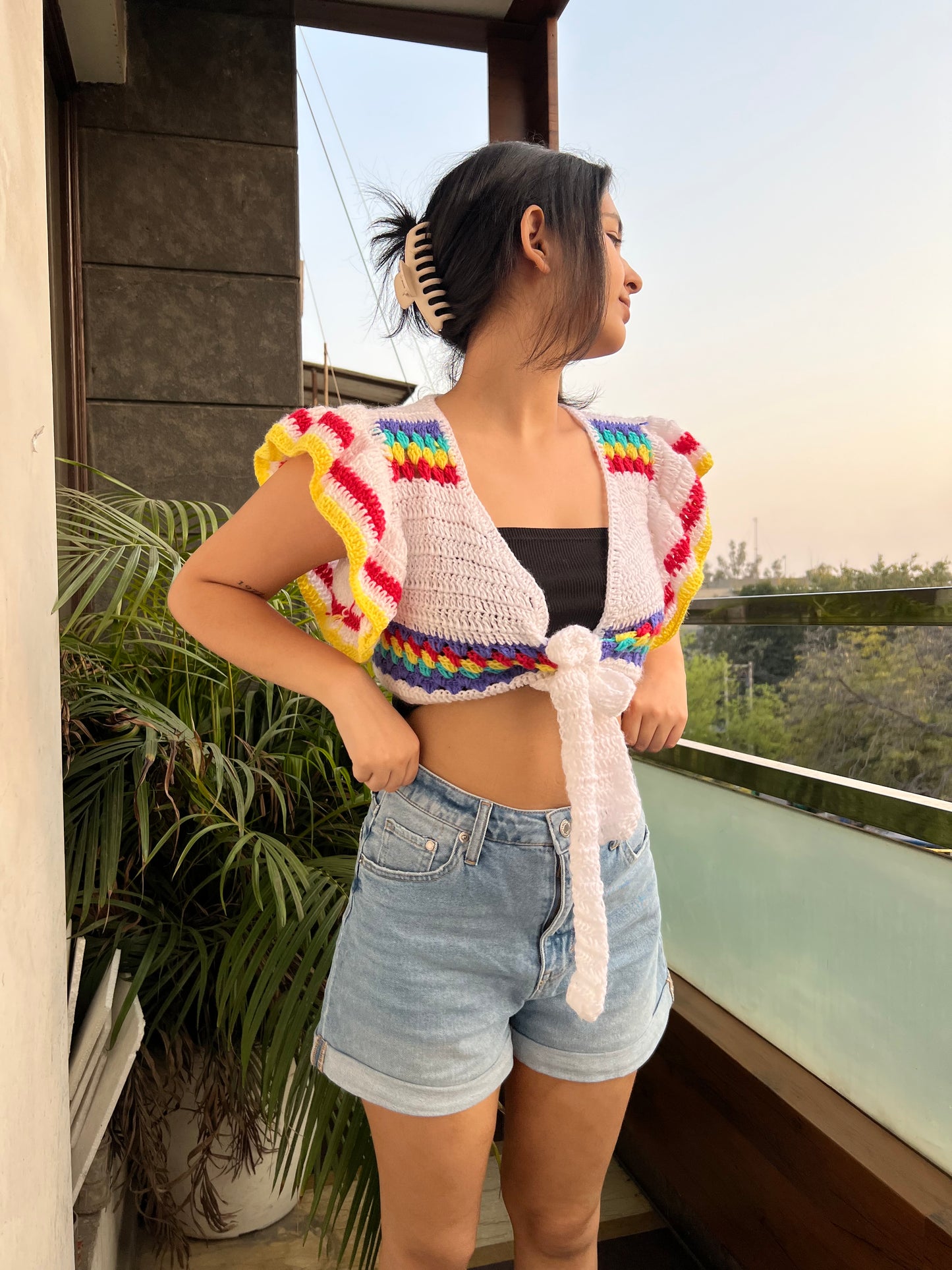 gladiolus crop top – handmade crochet gift india handmade crochet gift India