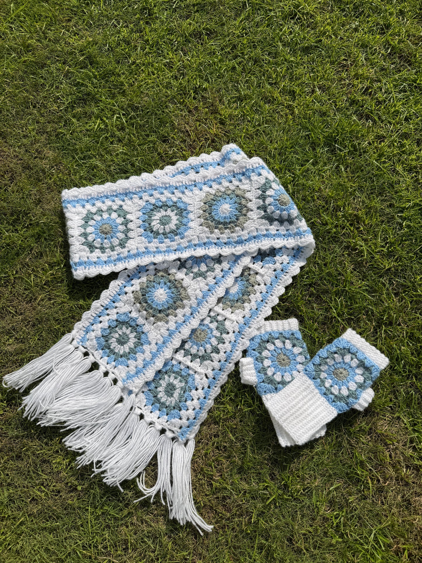 Granny Square Scarf & Warmers