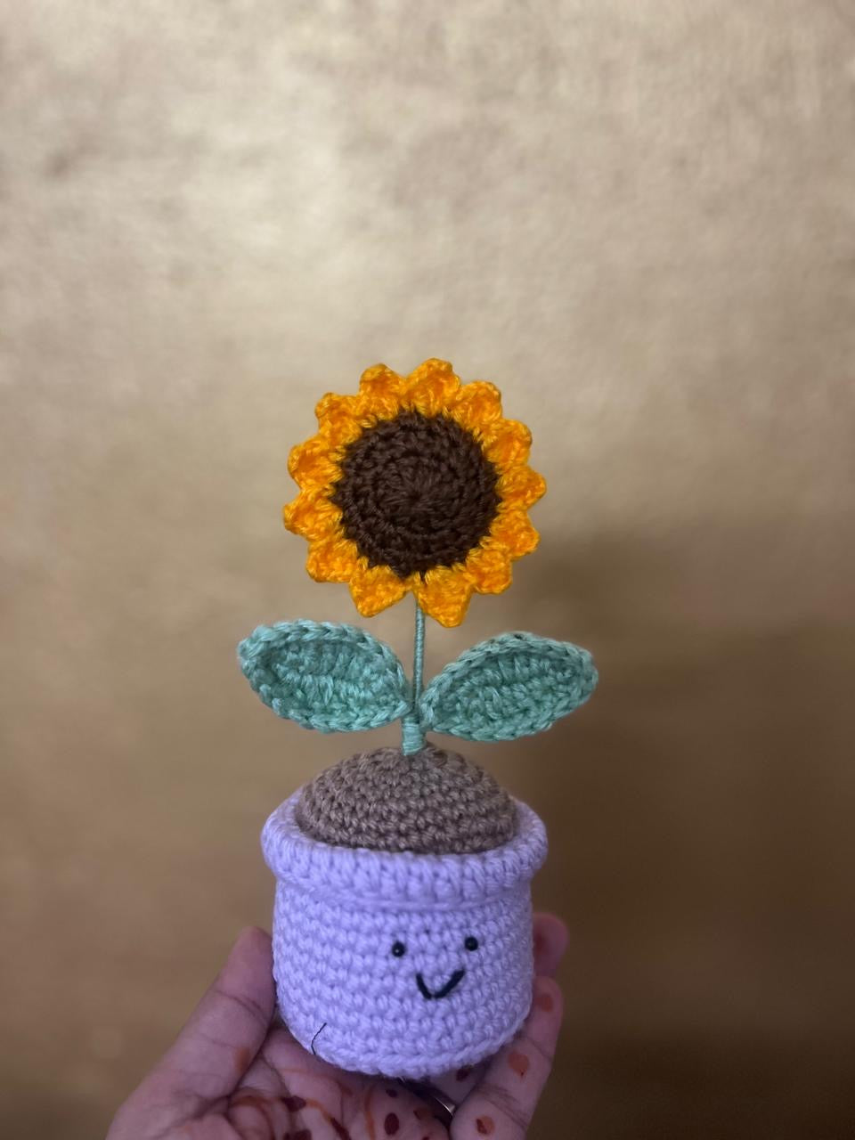 Sunflower Pot - Smile – Handmade Crochet Gift