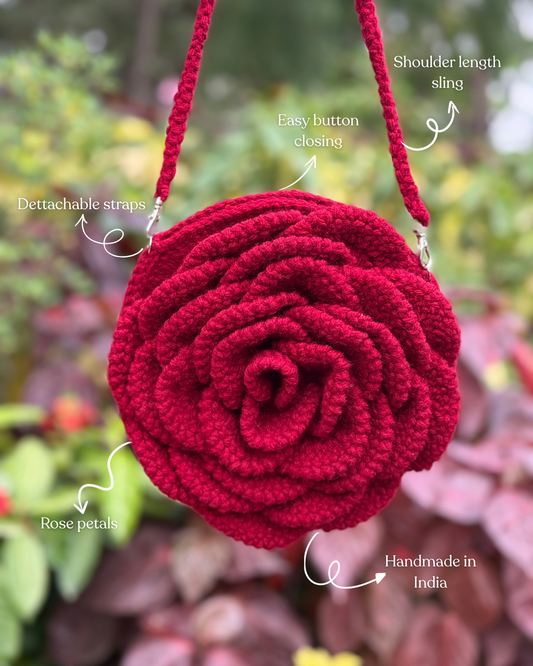 rose bag – handmade crochet gift india handmade crochet gift India